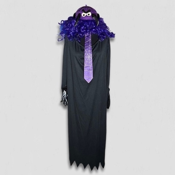 Vintage California Costume Spider Acrylic Hat Skeleton Gloves Purple/Black M/L - Picture 1 of 11